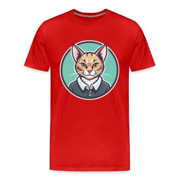 Brume australienne Chat Race Dessin animé Kawaii Animal - T-shirt bio Premium Homme - rouge - Devant - Damien (186cm)