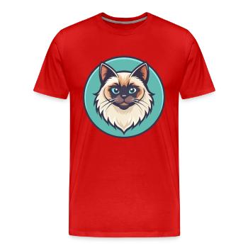 Himalaya-Katzenrasse Karikatur Kawaii Tier Haustier - Männer Premium Bio T-Shirt - Rot - Vorne - Damien (186cm)