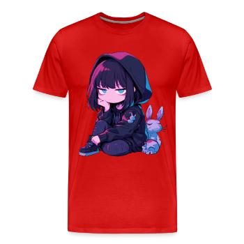 Kawaii Cute Anime Girl Goth Bunny Grunge Edgy - Männer Premium Bio T-Shirt - Rot - Vorne - Damien (186cm)