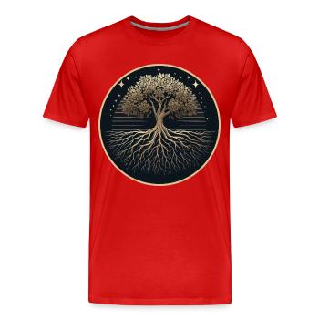 Baum Silhouette Wurzeln - Männer Premium Bio T-Shirt - Rot - Vorne - Damien (186cm)
