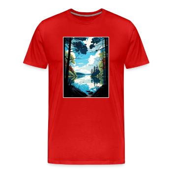 Forest Of Dean Anob Vintage Travel Poster Souvenir - Men's Premium Organic T-Shirt - red - Front - Damien (186cm)