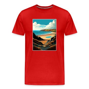 Gower Halbinsel Anob Reise Poster Souvenir WPA - Männer Premium Bio T-Shirt - Rot - Vorne - Damien (186cm)