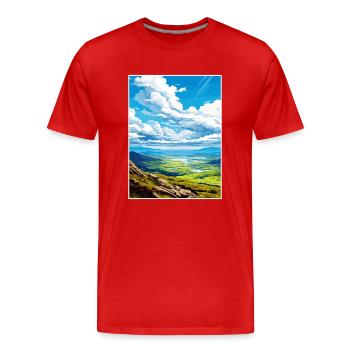 Mourne Mountains Aonb Travel Poster Souvenir WPA - Men's Premium Organic T-Shirt - red - Front - Damien (186cm)