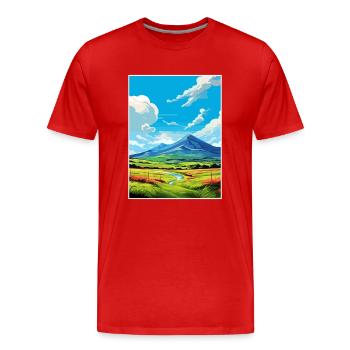 Mourne Mountains Aonb Travel Poster Souvenir WPA - Men's Premium Organic T-Shirt - red - Front - Damien (186cm)