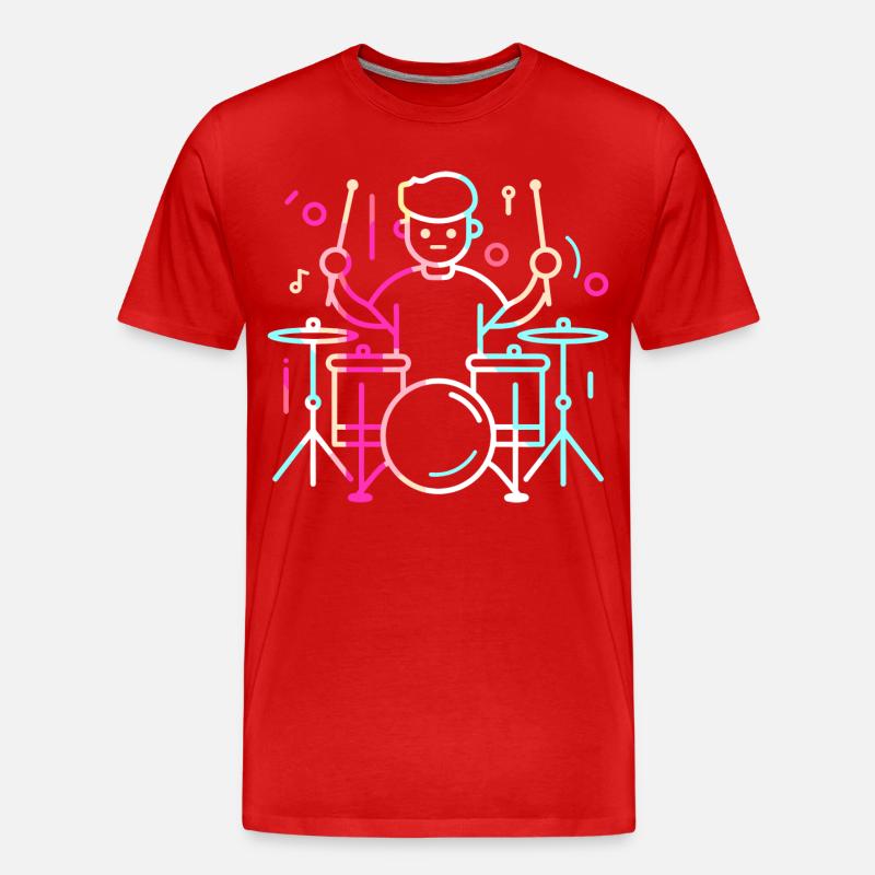Drummer Junge Zeichnung - Männer Premium Bio T-Shirt - Rot