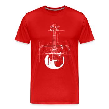 Ukulele Drawing - Men's Premium Organic T-Shirt - red - Front - Damien (186cm)