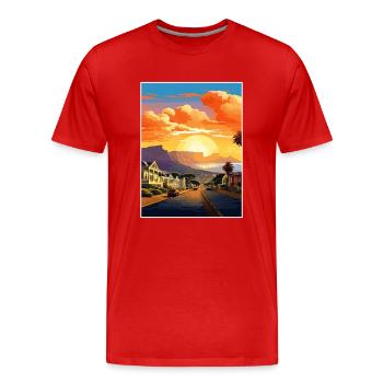 Cape Town Afrique du Sud Affiche de voyage Souvenir WPA - T-shirt bio Premium Homme - rouge - Devant - Damien (186cm)