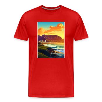 Cape Town Afrique du Sud Affiche de voyage Souvenir WPA - T-shirt bio Premium Homme - rouge - Devant - Damien (186cm)