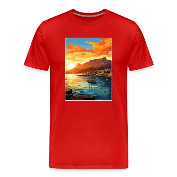 Cape Town Afrique du Sud Affiche de voyage Souvenir WPA - T-shirt bio Premium Homme - rouge - Devant - Damien (186cm)