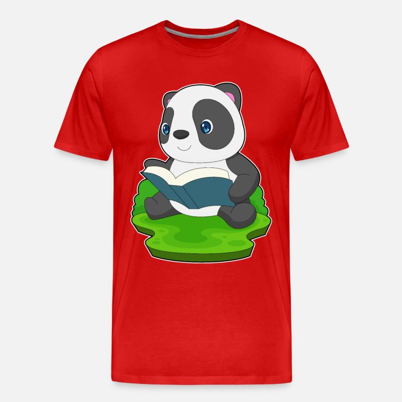 Panda Buch - Männer Premium Bio T-Shirt - Rot