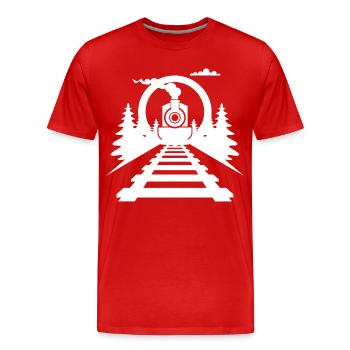 Chemin de fer - T-shirt bio Premium Homme - rouge - Devant - Damien (186cm)