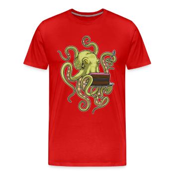 Gâteau de poulpe - T-shirt bio Premium Homme - rouge - Devant - Damien (186cm)