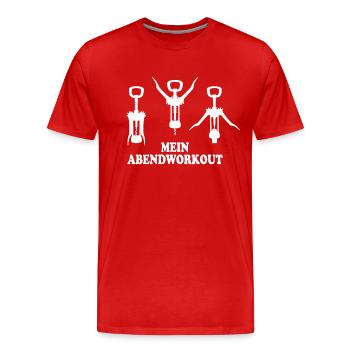 Mon entraînement du soir Vin Tire-bouchon Cadeau Vin - T-shirt bio Premium Homme - rouge - Devant - Damien (186cm)
