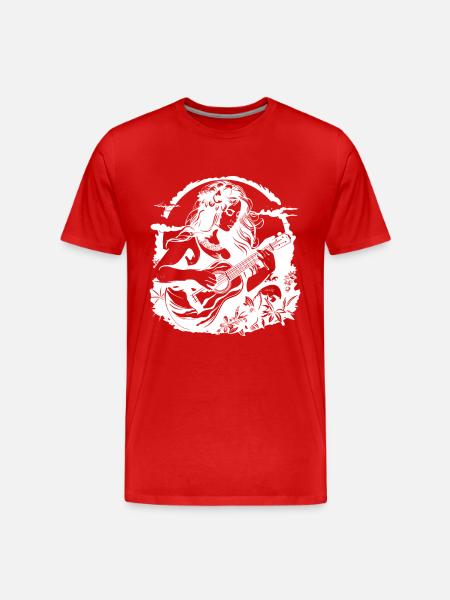 Hawaï ukulélé fille dessin - T-shirt bio Premium Homme - rouge