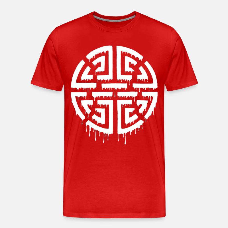 Graffiti eines roten Labyrinths - Männer Premium Bio T-Shirt - Rot