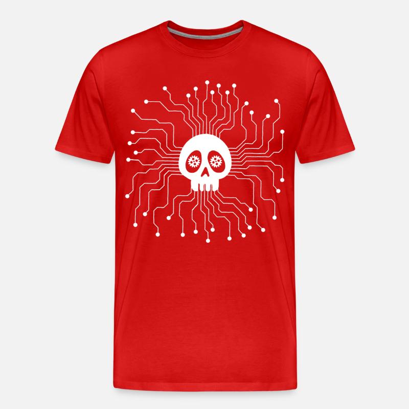 White Microprocessor Skull - Men's Premium Organic T-Shirt - red