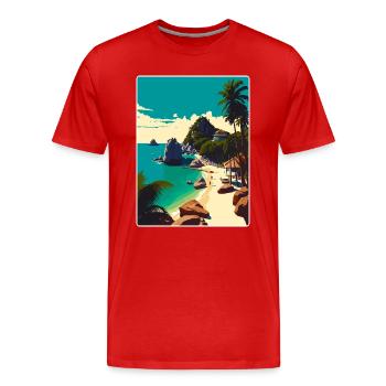 Ko Tao Thaïlande Affiche de voyage thaïlandaise Souvenir WPA - T-shirt bio Premium Homme - rouge - Devant - Damien (186cm)