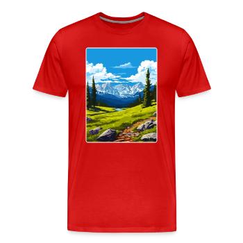 Rocky Mountain National Park Colorado Travel Card - Men's Premium Organic T-Shirt - red - Front - Damien (186cm)