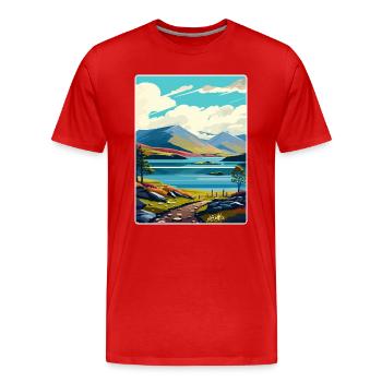 Loch Lomond National Park Travel Poster Souvenir - Men's Premium Organic T-Shirt - red - Front - Damien (186cm)