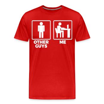 Software Ingenieur Strichfiguren - Männer Premium Bio T-Shirt - Rot - Vorne - Damien (186cm)
