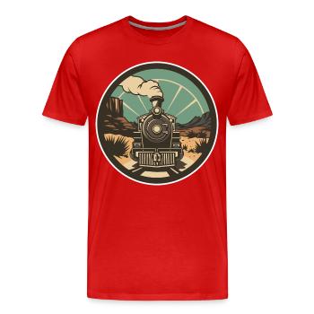 Railway Illustration - Men's Premium Organic T-Shirt - red - Front - Damien (186cm)