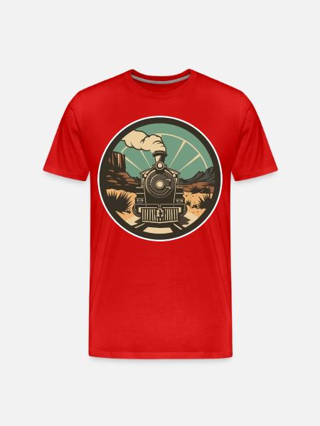 Railway Illustration - Men's Premium Organic T-Shirt - red