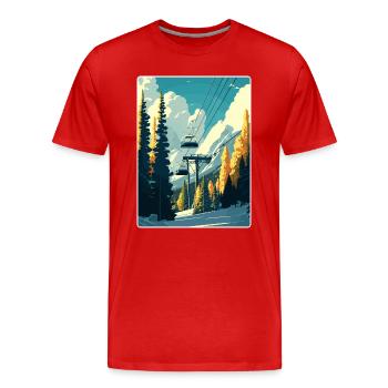 Aspen Ski Skifahren Reise Poster Souvenir Farbe WPA - Männer Premium Bio T-Shirt - Rot - Vorne - Damien (186cm)