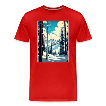 Aspen Ski Skifahren Reise Poster Souvenir Farbe WPA - Männer Premium Bio T-Shirt - Rot - Vorne - Damien (186cm)
