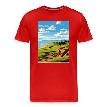Whistling Straits Golfplatz Reiseposter - Männer Premium Bio T-Shirt - Rot - Vorne - Damien (186cm)
