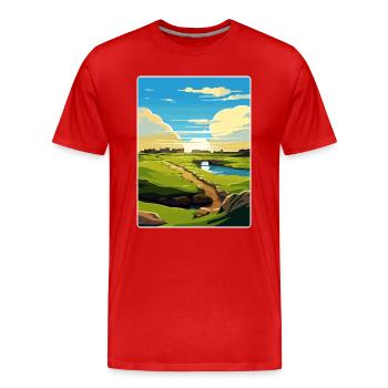 St Andrews Golf Course Scotland Andrew Travel Card - Men's Premium Organic T-Shirt - red - Front - Damien (186cm)