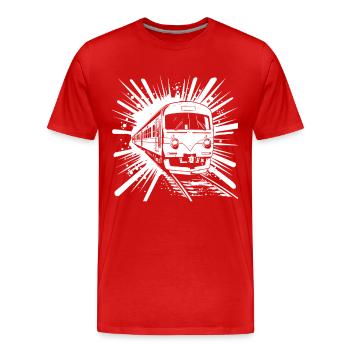 Railroad Comic Look - Men's Premium Organic T-Shirt - red - Front - Damien (186cm)