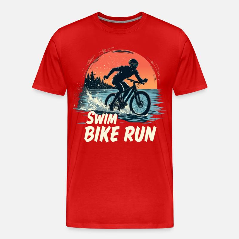 Triathlon-Anzug - Triathlet im Training - Männer Premium Bio T-Shirt - Rot