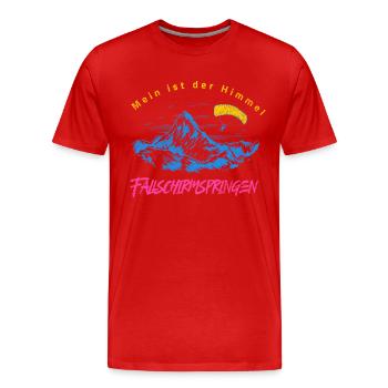 Mon royaume, c’est le ciel – parachutisme - T-shirt bio Premium Homme - rouge - Devant - Damien (186cm)