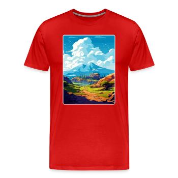 Mont Olympe Grèce Affiche de voyage Souvenir WPA - T-shirt bio Premium Homme - rouge - Devant - Damien (186cm)