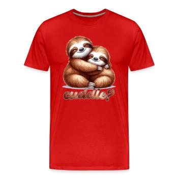 Faultiere Faultier kuscheln Geschenk - Männer Premium Bio T-Shirt - Rot - Vorne - Damien (186cm)