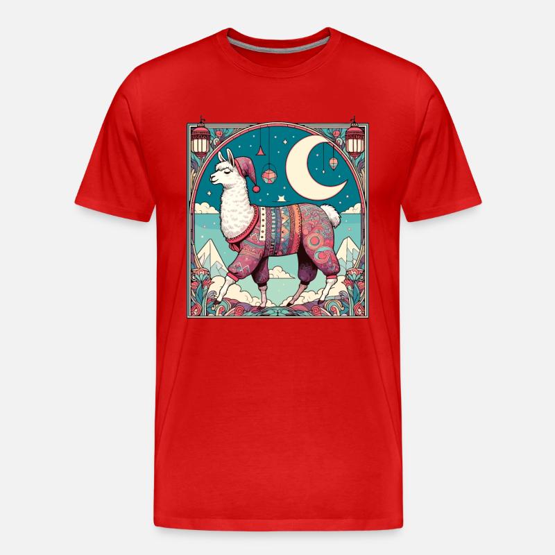 Lama Pyjama Geschenk - Männer Premium Bio T-Shirt - Rot