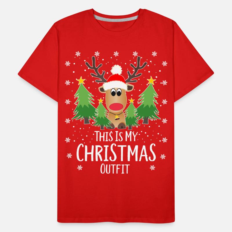 Renne Noël Sapins Flocons de neige T-shirt bio Premium Homme