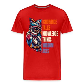 Abstrait hibou philosophie sagesse connaissance dire - T-shirt bio Premium Homme - rouge - Devant - Damien (186cm)