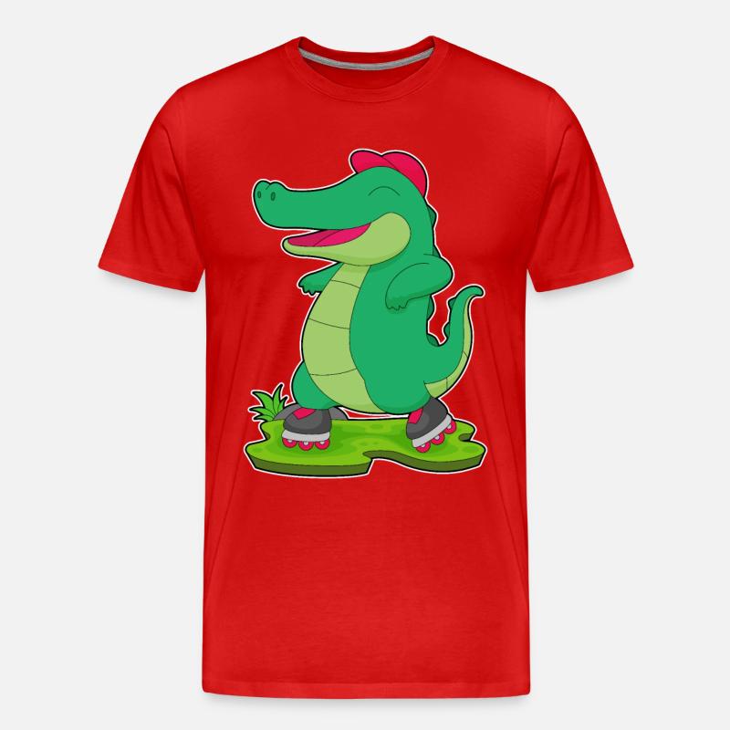 Krokodil Inline skating Rollschuhe - Männer Premium Bio T-Shirt - Rot