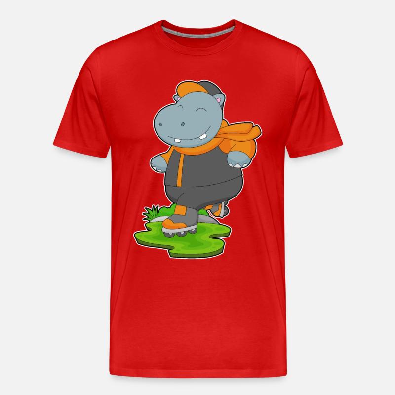 Nilpferd Inline skating Inline skates - Männer Premium Bio T-Shirt - Rot