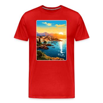 Antalya Turkey Travel Poster Souvenir Painting WPA - Men's Premium Organic T-Shirt - red - Front - Damien (186cm)