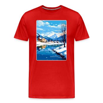 Zell am See Salzburg Österreich Reiseposterkarte - Männer Premium Bio T-Shirt - Rot - Vorne - Damien (186cm)