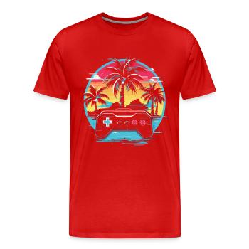 Jeux Vidéo Vaporwave - T-shirt bio Premium Homme - rouge - Devant - Damien (186cm)
