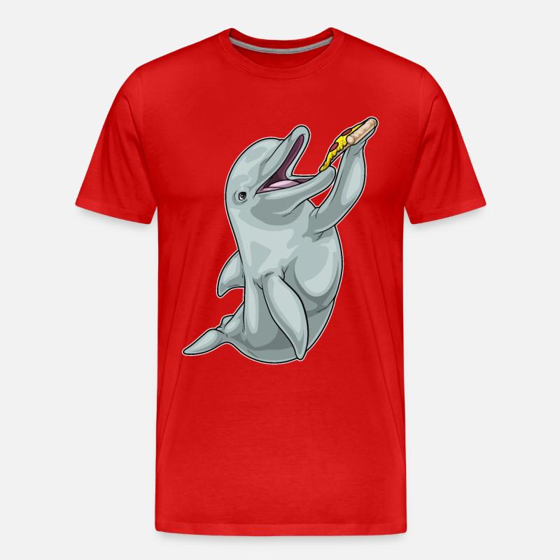 Delfin Pizza - Männer Premium Bio T-Shirt - Rot
