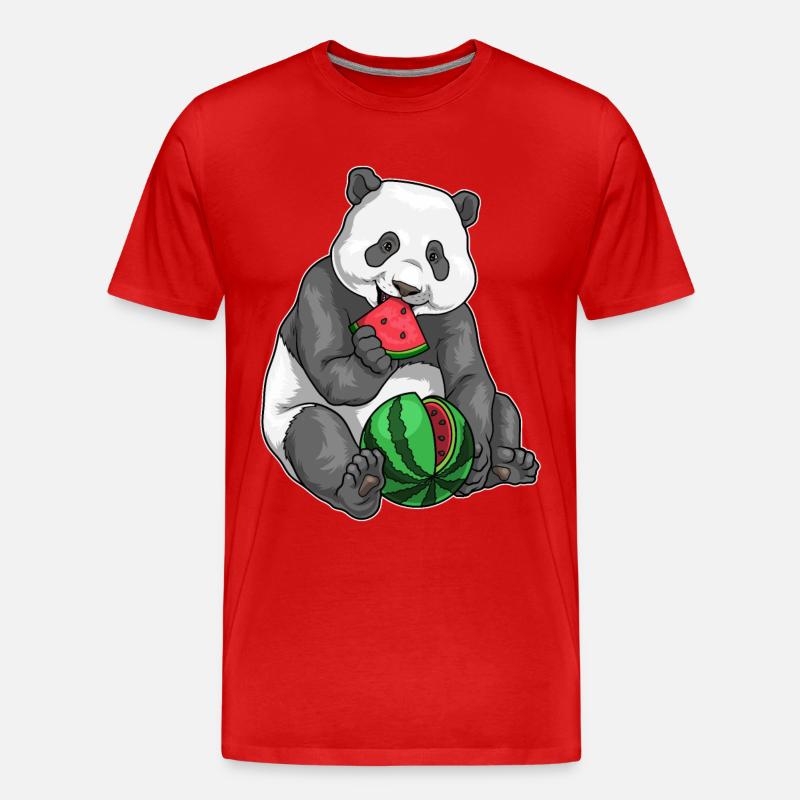Panda Wassermelone - Männer Premium Bio T-Shirt - Rot