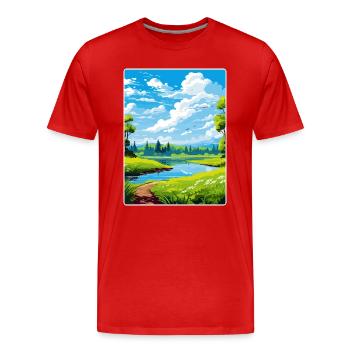 Donau Auen Deutschland Reiseposter Souvenir Farbe WP - Männer Premium Bio T-Shirt - Rot - Vorne - Damien (186cm)