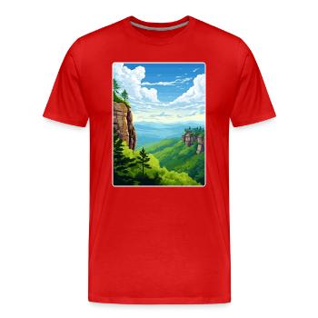 Montagnes de grès de l’Elbe Allemagne Affiche de voyage WPA - T-shirt bio Premium Homme - rouge - Devant - Damien (186cm)