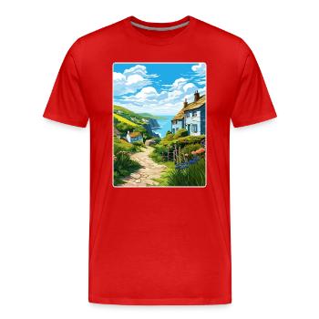 Cadgwith Cornwall England Reiseposter Souvenir - Männer Premium Bio T-Shirt - Rot - Vorne - Damien (186cm)
