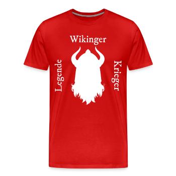 Wikinger Kriegergeist - Männer Premium Bio T-Shirt - Rot - Vorne - Damien (186cm)