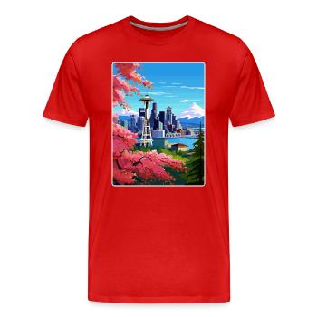 Seattle Washington DC Reiseposter Souvenir WPA - Männer Premium Bio T-Shirt - Rot - Vorne - Damien (186cm)